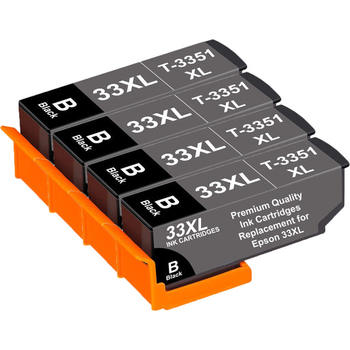 Epson T3351XL Ink - 4 Black Value Pack. High Capacity 33XL Compatible Ink Cartridge