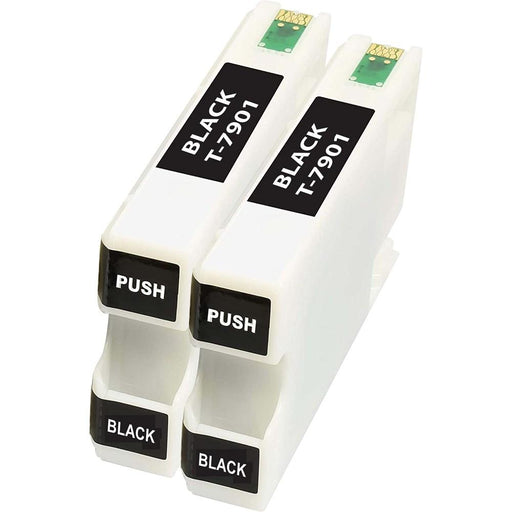 Compatible Epson 2 Black WF-4640DTWF ink cartridges (T7901xl)
