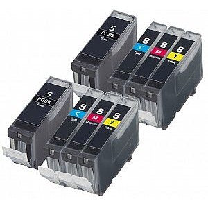 Canon PGI-5 / CLI-8 Ink - 8 Pack 2 Packs of 4 Value Multipack High Capacity PGI-5 / CLI-8 Compatible Ink Cartridge