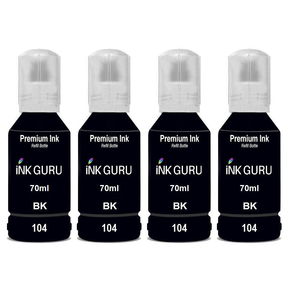 Epson EcoTank ET-2720 Black Ink - 4 Black Value Pack. High Capacity EcoTank 104 Compatible Ink Cartridge