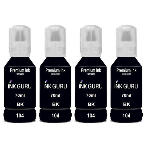 Epson EcoTank ET-2720 Black Ink - 4 Black Value Pack. High Capacity EcoTank 104 Compatible Ink Cartridge