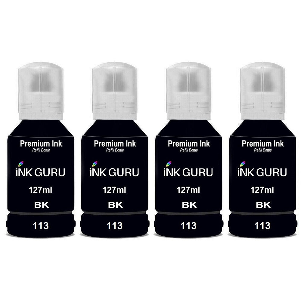Epson EcoTank ET-5170 Ink - 4 Black Value Pack. High Capacity EcoTank 113 Compatible Ink Cartridge