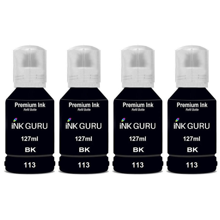 Epson EcoTank ET-5850 Ink - 4 Black Value Pack. High Capacity EcoTank 113 Compatible Ink Cartridge