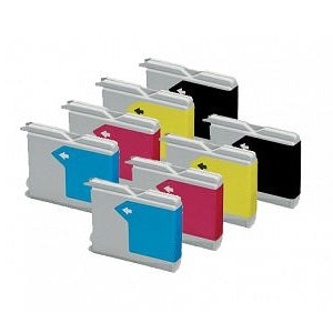 Compatible Brother LC970 - Black / Cyan / Magenta / Yellow - Pack of 8 - 2 Sets