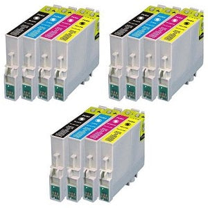 Compatible Epson T0555 Ink Cartridges 3xCyan 3xMagenta 3xYellow 3xBlack - Pack of 12 - 3 Set